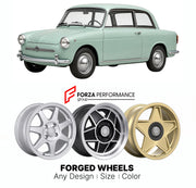 CUSTOM CLASSIC VINTAGE RESTOMOD RETRO OLD SCHOOL FORGED WHEELS RIMS for AUTOBIANCHI BIANCHINA 1957 - 1970

Custom forged wheels for Autobianchi Bianchina 1957 - 1970. Classic, vintage, restomod wheel designs made to order in custom sizes, offsets, colors and finishes.

We manufacture premium quality forged wheels rims for Autobianchi Bianchina 1957 - 1970 in any design, size, color.

THIS WHEEL DESIGN CAN BE CUSTOM-MADE FOR YOUR CAR IN ANY SIZE AND COLOR OPTIONS
Available in monoblock, 2-piece, 3-piece, duo