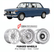 CUSTOM CLASSIC VINTAGE RESTOMOD RETRO OLD SCHOOL FORGED WHEELS RIMS for BMW 02 SERIES 1802 1971 - 1975

Custom forged wheels for BMW 02 Series 1802 1971 - 1975. Classic, vintage, restomod wheel designs made to order in custom sizes, offsets, colors and finishes.

We manufacture premium quality forged wheels rims for BMW 02 Series 1802 1971 - 1975 in any design, size, color.

THIS WHEEL DESIGN CAN BE CUSTOM-MADE FOR YOUR CAR IN ANY SIZE AND COLOR OPTIONS
Available in monoblock, 2-piece, 3-piece, duoblock, be