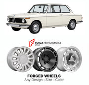 CUSTOM CLASSIC VINTAGE RESTOMOD RETRO OLD SCHOOL FORGED WHEELS RIMS for BMW 02 SERIES 2002 1968 - 1976

Custom forged wheels for BMW 02 Series 2002 1968 - 1976. Classic, vintage, restomod wheel designs made to order in custom sizes, offsets, colors and finishes.

We manufacture premium quality forged wheels rims for BMW 02 Series 2002 1968 - 1976 in any design, size, color.

THIS WHEEL DESIGN CAN BE CUSTOM-MADE FOR YOUR CAR IN ANY SIZE AND COLOR OPTIONS
Available in monoblock, 2-piece, 3-piece, duoblock, be