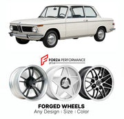 CUSTOM CLASSIC VINTAGE RESTOMOD RETRO OLD SCHOOL FORGED WHEELS RIMS for BMW 02 SERIES E10 1966 - 1977

Custom forged wheels for BMW 02 Series E10 1966 - 1977. Classic, vintage, restomod wheel designs made to order in custom sizes, offsets, colors and finishes.

We manufacture premium quality forged wheels rims for BMW 02 Series E10 1966 - 1977 in any design, size, color.

THIS WHEEL DESIGN CAN BE CUSTOM-MADE FOR YOUR CAR IN ANY SIZE AND COLOR OPTIONS
Available in monoblock, 2-piece, 3-piece, duoblock, beadl