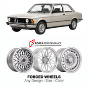CUSTOM CLASSIC VINTAGE RESTOMOD RETRO OLD SCHOOL FORGED WHEELS RIMS for BMW 3 SERIES E21 316 1975 - 1983

Custom forged wheels for BMW 3 Series E21 316 1975 - 1983. Classic, vintage, restomod wheel designs made to order in custom sizes, offsets, colors and finishes.

We manufacture premium quality forged wheels rims for BMW 3 Series E21 316 1975 - 1983 in any design, size, color.

THIS WHEEL DESIGN CAN BE CUSTOM-MADE FOR YOUR CAR IN ANY SIZE AND COLOR OPTIONS
Available in monoblock, 2-piece, 3-piece, duoblo