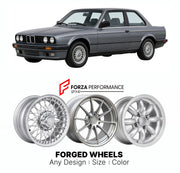 CUSTOM CLASSIC VINTAGE RESTOMOD RETRO OLD SCHOOL FORGED WHEELS RIMS for BMW 3 SERIES E30 1985 - 1993

Custom forged wheels for BMW 3 Series E30 1985 - 1993. Classic, vintage, restomod wheel designs made to order in custom sizes, offsets, colors and finishes.

We manufacture premium quality forged wheels rims for BMW 3 Series E30 1985 - 1993 in any design, size, color.

THIS WHEEL DESIGN CAN BE CUSTOM-MADE FOR YOUR CAR IN ANY SIZE AND COLOR OPTIONS
Available in monoblock, 2-piece, 3-piece, duoblock, beadlock