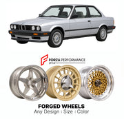 CUSTOM CLASSIC VINTAGE RESTOMOD RETRO OLD SCHOOL FORGED WHEELS RIMS for BMW 3 SERIES E30 COUPE 1982 - 1991

Custom forged wheels for BMW 3 Series E30 Coupe 1982 - 1991. Classic, vintage, restomod wheel designs made to order in custom sizes, offsets, colors and finishes.

We manufacture premium quality forged wheels rims for BMW 3 Series E30 Coupe 1982 - 1991 in any design, size, color.

THIS WHEEL DESIGN CAN BE CUSTOM-MADE FOR YOUR CAR IN ANY SIZE AND COLOR OPTIONS
Available in monoblock, 2-piece, 3-piece, 