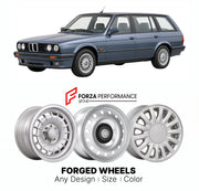 CUSTOM CLASSIC VINTAGE RESTOMOD RETRO OLD SCHOOL FORGED WHEELS RIMS for BMW 3 SERIES E30 TOURING 1987 - 1994

Custom forged wheels for BMW 3 Series E30 Touring 1987 - 1994. Classic, vintage, restomod wheel designs made to order in custom sizes, offsets, colors and finishes.

We manufacture premium quality forged wheels rims for BMW 3 Series E30 Touring 1987 - 1994 in any design, size, color.

THIS WHEEL DESIGN CAN BE CUSTOM-MADE FOR YOUR CAR IN ANY SIZE AND COLOR OPTIONS
Available in monoblock, 2-piece, 3-p