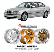 CUSTOM CLASSIC VINTAGE RESTOMOD RETRO OLD SCHOOL FORGED WHEELS RIMS for BMW 3 SERIES E46 2000 - 2006

Custom forged wheels for BMW 3 Series E46 2000 - 2006. Classic, vintage, restomod wheel designs made to order in custom sizes, offsets, colors and finishes.

We manufacture premium quality forged wheels rims for BMW 3 Series E46 2000 - 2006 in any design, size, color.

THIS WHEEL DESIGN CAN BE CUSTOM-MADE FOR YOUR CAR IN ANY SIZE AND COLOR OPTIONS
Available in monoblock, 2-piece, 3-piece, duoblock, beadlock