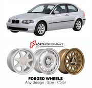 CUSTOM CLASSIC VINTAGE RESTOMOD RETRO OLD SCHOOL FORGED WHEELS RIMS for BMW 3 SERIES E46 COMPACT 2000 - 2004

Custom forged wheels for BMW 3 Series E46 Compact 2000 - 2004. Classic, vintage, restomod wheel designs made to order in custom sizes, offsets, colors and finishes.

We manufacture premium quality forged wheels rims for BMW 3 Series E46 Compact 2000 - 2004 in any design, size, color.

THIS WHEEL DESIGN CAN BE CUSTOM-MADE FOR YOUR CAR IN ANY SIZE AND COLOR OPTIONS
Available in monoblock, 2-piece, 3-p