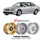 CUSTOM CLASSIC VINTAGE RESTOMOD RETRO OLD SCHOOL FORGED WHEELS RIMS for BMW 3 SERIES E46 COUPE 1999 - 2006

Custom forged wheels for BMW 3 Series E46 Coupe 1999 - 2006. Classic, vintage, restomod wheel designs made to order in custom sizes, offsets, colors and finishes.

We manufacture premium quality forged wheels rims for BMW 3 Series E46 Coupe 1999 - 2006 in any design, size, color.

THIS WHEEL DESIGN CAN BE CUSTOM-MADE FOR YOUR CAR IN ANY SIZE AND COLOR OPTIONS
Available in monoblock, 2-piece, 3-piece, 