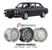 CUSTOM CLASSIC VINTAGE RESTOMOD RETRO OLD SCHOOL FORGED WHEELS RIMS for BMW 5 SERIES E28 M5 1984 - 1988

Custom forged wheels for BMW 5 Series E28 M5 1984 - 1988. Classic, vintage, restomod wheel designs made to order in custom sizes, offsets, colors and finishes.

We manufacture premium quality forged wheels rims for BMW 5 Series E28 M5 1984 - 1988 in any design, size, color.

THIS WHEEL DESIGN CAN BE CUSTOM-MADE FOR YOUR CAR IN ANY SIZE AND COLOR OPTIONS
Available in monoblock, 2-piece, 3-piece, duoblock,