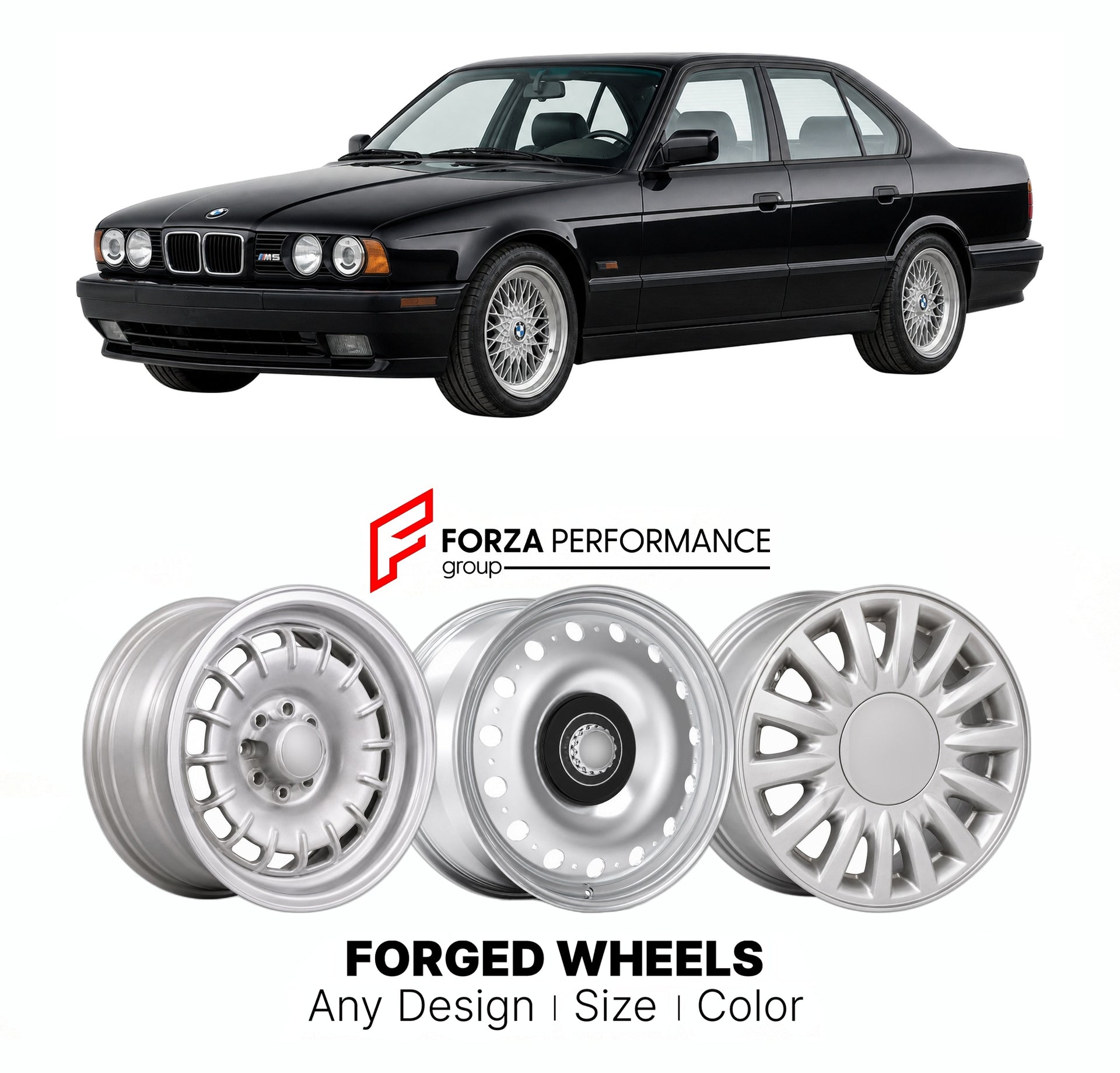 CUSTOM CLASSIC VINTAGE RESTOMOD RETRO OLD SCHOOL FORGED WHEELS RIMS for BMW 5 SERIES E34 M5 1988 - 1995

Custom forged wheels for BMW 5 Series E34 M5 1988 - 1995. Classic, vintage, restomod wheel designs made to order in custom sizes, offsets, colors and finishes.

We manufacture premium quality forged wheels rims for BMW 5 Series E34 M5 1988 - 1995 in any design, size, color.

THIS WHEEL DESIGN CAN BE CUSTOM-MADE FOR YOUR CAR IN ANY SIZE AND COLOR OPTIONS
Available in monoblock, 2-piece, 3-piece, duoblock,