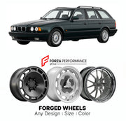 CUSTOM CLASSIC VINTAGE RESTOMOD RETRO OLD SCHOOL FORGED WHEELS RIMS for BMW 5 SERIES E34 TOURING 1991 - 1996

Custom forged wheels for BMW 5 Series E34 Touring 1991 - 1996. Classic, vintage, restomod wheel designs made to order in custom sizes, offsets, colors and finishes.

We manufacture premium quality forged wheels rims for BMW 5 Series E34 Touring 1991 - 1996 in any design, size, color.

THIS WHEEL DESIGN CAN BE CUSTOM-MADE FOR YOUR CAR IN ANY SIZE AND COLOR OPTIONS
Available in monoblock, 2-piece, 3-p