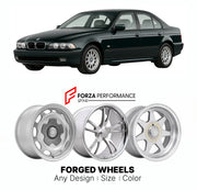 CUSTOM CLASSIC VINTAGE RESTOMOD RETRO OLD SCHOOL FORGED WHEELS RIMS for BMW 5 SERIES E39 1995 - 2003

Custom forged wheels for BMW 5 Series E39 1995 - 2003. Classic, vintage, restomod wheel designs made to order in custom sizes, offsets, colors and finishes.

We manufacture premium quality forged wheels rims for BMW 5 Series E39 1995 - 2003 in any design, size, color.

THIS WHEEL DESIGN CAN BE CUSTOM-MADE FOR YOUR CAR IN ANY SIZE AND COLOR OPTIONS
Available in monoblock, 2-piece, 3-piece, duoblock, beadlock