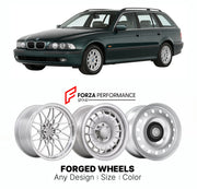 CUSTOM CLASSIC VINTAGE RESTOMOD RETRO OLD SCHOOL FORGED WHEELS RIMS for BMW 5 SERIES E39 TOURING 1996 - 2004

Custom forged wheels for BMW 5 Series E39 Touring 1996 - 2004. Classic, vintage, restomod wheel designs made to order in custom sizes, offsets, colors and finishes.

We manufacture premium quality forged wheels rims for BMW 5 Series E39 Touring 1996 - 2004 in any design, size, color.

THIS WHEEL DESIGN CAN BE CUSTOM-MADE FOR YOUR CAR IN ANY SIZE AND COLOR OPTIONS
Available in monoblock, 2-piece, 3-p