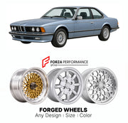CUSTOM CLASSIC VINTAGE RESTOMOD RETRO OLD SCHOOL FORGED WHEELS RIMS for BMW 633 CSI E24 1976 - 1984

Custom forged wheels for BMW 633 CSi E24 1976 - 1984. Classic, vintage, restomod wheel designs made to order in custom sizes, offsets, colors and finishes.

We manufacture premium quality forged wheels rims for BMW 633 CSi E24 1976 - 1984 in any design, size, color.

THIS WHEEL DESIGN CAN BE CUSTOM-MADE FOR YOUR CAR IN ANY SIZE AND COLOR OPTIONS
Available in monoblock, 2-piece, 3-piece, duoblock, beadlock
3D