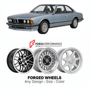 CUSTOM CLASSIC VINTAGE RESTOMOD RETRO OLD SCHOOL FORGED WHEELS RIMS for BMW 6 SERIES E24 1976 - 1989

Custom forged wheels for BMW 6 Series E24 1976 - 1989. Classic, vintage, restomod wheel designs made to order in custom sizes, offsets, colors and finishes.

We manufacture premium quality forged wheels rims for BMW 6 Series E24 1976 - 1989 in any design, size, color.

THIS WHEEL DESIGN CAN BE CUSTOM-MADE FOR YOUR CAR IN ANY SIZE AND COLOR OPTIONS
Available in monoblock, 2-piece, 3-piece, duoblock, beadlock