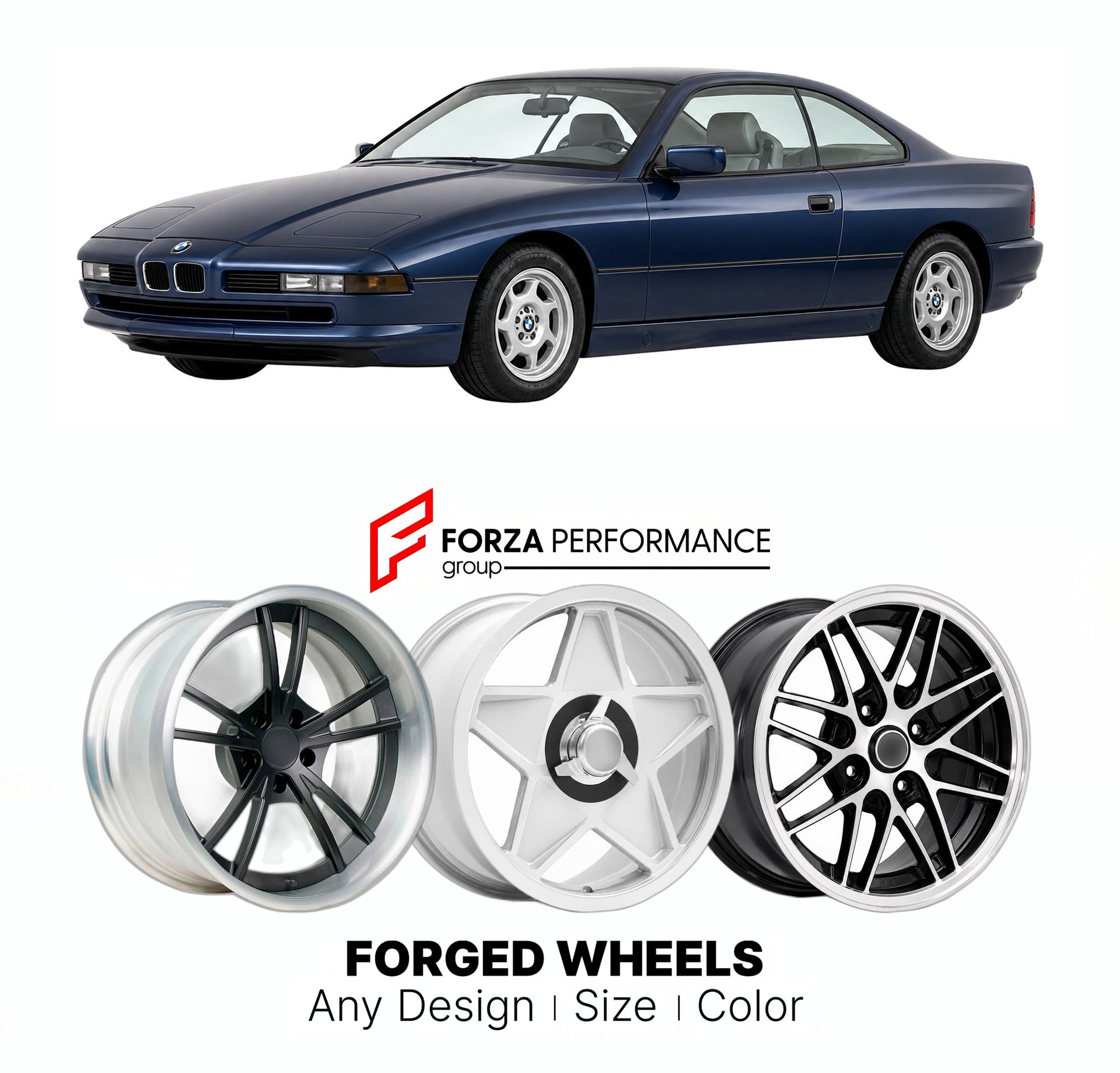 CUSTOM CLASSIC VINTAGE RESTOMOD RETRO OLD SCHOOL FORGED WHEELS RIMS for BMW 8 SERIES E31 840CI 1992 - 1999

Custom forged wheels for BMW 8 Series E31 840Ci 1992 - 1999. Classic, vintage, restomod wheel designs made to order in custom sizes, offsets, colors and finishes.

We manufacture premium quality forged wheels rims for BMW 8 Series E31 840Ci 1992 - 1999 in any design, size, color.

THIS WHEEL DESIGN CAN BE CUSTOM-MADE FOR YOUR CAR IN ANY SIZE AND COLOR OPTIONS
Available in monoblock, 2-piece, 3-piece, 