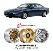 CUSTOM CLASSIC VINTAGE RESTOMOD RETRO OLD SCHOOL FORGED WHEELS RIMS for BMW 8 SERIES E31 850I 850CI 1989 - 1999

Custom forged wheels for BMW 8 Series E31 850i 850Ci 1989 - 1999. Classic, vintage, restomod wheel designs made to order in custom sizes, offsets, colors and finishes.

We manufacture premium quality forged wheels rims for BMW 8 Series E31 850i 850Ci 1989 - 1999 in any design, size, color.

THIS WHEEL DESIGN CAN BE CUSTOM-MADE FOR YOUR CAR IN ANY SIZE AND COLOR OPTIONS
Available in monoblock, 2-p