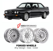 CUSTOM CLASSIC VINTAGE RESTOMOD RETRO OLD SCHOOL FORGED WHEELS RIMS for BMW E30 M3 1986 - 1991

Custom forged wheels for BMW E30 M3 1986 - 1991. Classic, vintage, restomod wheel designs made to order in custom sizes, offsets, colors and finishes.

We manufacture premium quality forged wheels rims for BMW E30 M3 1986 - 1991 in any design, size, color.

THIS WHEEL DESIGN CAN BE CUSTOM-MADE FOR YOUR CAR IN ANY SIZE AND COLOR OPTIONS
Available in monoblock, 2-piece, 3-piece, duoblock, beadlock
3D wheel renderin