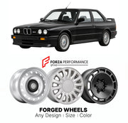CUSTOM CLASSIC VINTAGE RESTOMOD RETRO OLD SCHOOL FORGED WHEELS RIMS for BMW M3 E30 1986 - 1991

Custom forged wheels for BMW M3 E30 1986 - 1991. Classic, vintage, restomod wheel designs made to order in custom sizes, offsets, colors and finishes.

We manufacture premium quality forged wheels rims for BMW M3 E30 1986 - 1991 in any design, size, color.

THIS WHEEL DESIGN CAN BE CUSTOM-MADE FOR YOUR CAR IN ANY SIZE AND COLOR OPTIONS
Available in monoblock, 2-piece, 3-piece, duoblock, beadlock
3D wheel renderin