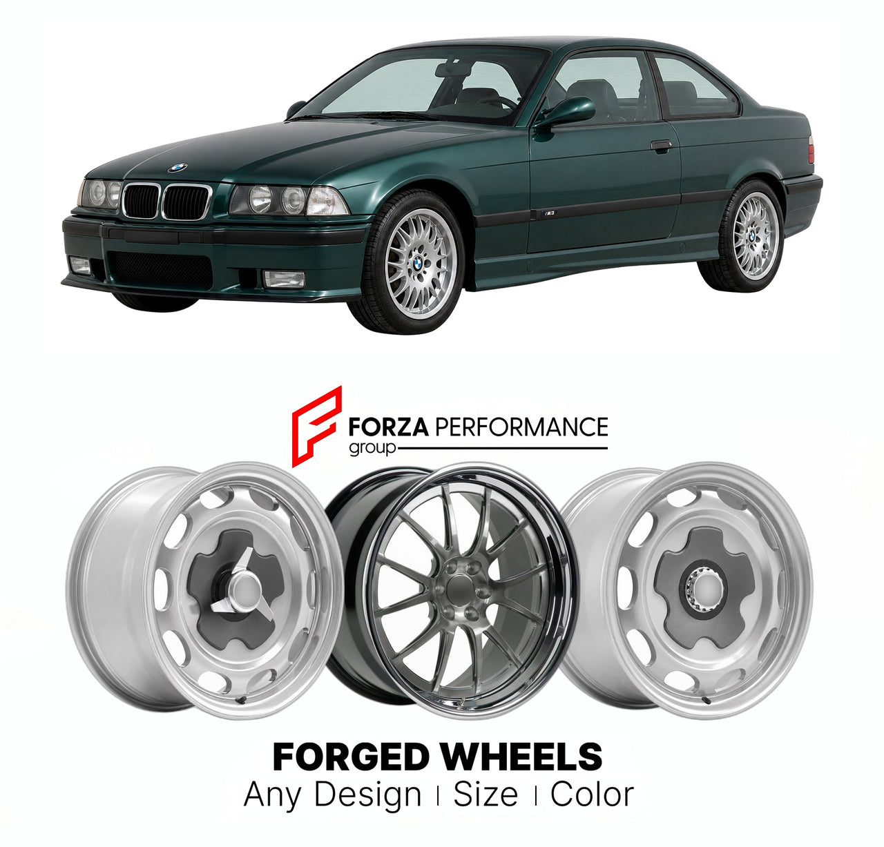 CUSTOM CLASSIC VINTAGE RESTOMOD RETRO OLD SCHOOL FORGED WHEELS RIMS for BMW M3 E36 1992 - 1999

Custom forged wheels for BMW M3 E36 1992 - 1999. Classic, vintage, restomod wheel designs made to order in custom sizes, offsets, colors and finishes.

We manufacture premium quality forged wheels rims for BMW M3 E36 1992 - 1999 in any design, size, color.

THIS WHEEL DESIGN CAN BE CUSTOM-MADE FOR YOUR CAR IN ANY SIZE AND COLOR OPTIONS
Available in monoblock, 2-piece, 3-piece, duoblock, beadlock
3D wheel renderin