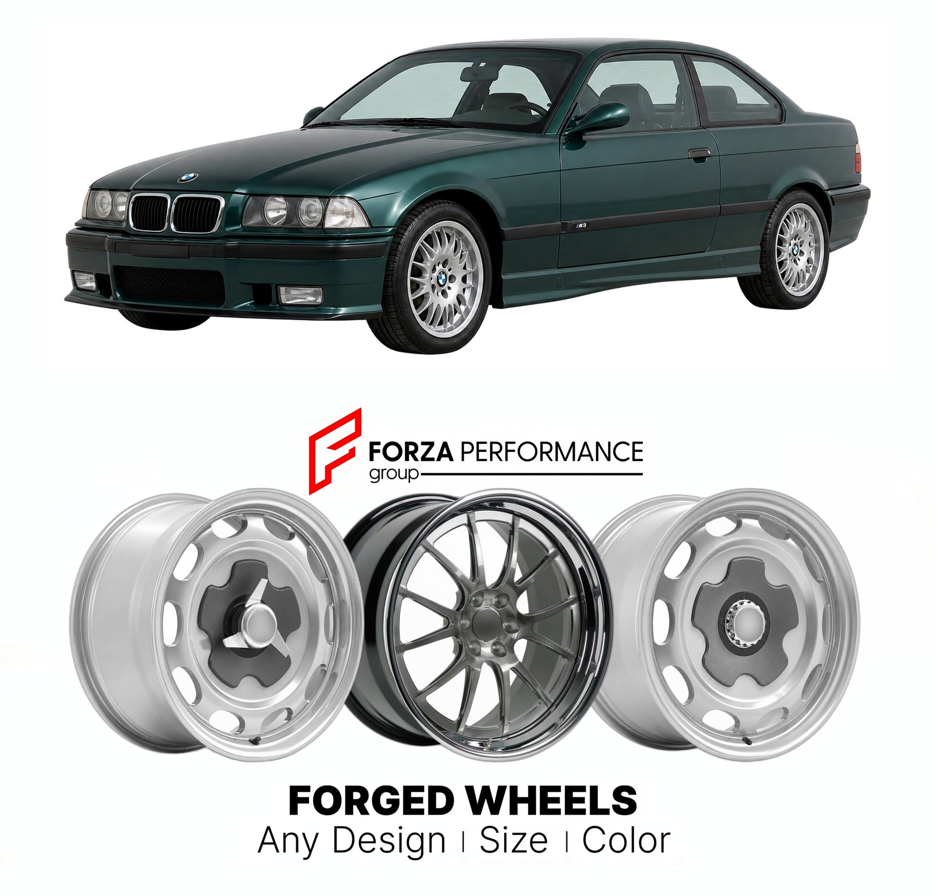 CUSTOM CLASSIC VINTAGE RESTOMOD RETRO OLD SCHOOL FORGED WHEELS RIMS for BMW M3 E36 1992 - 1999

Custom forged wheels for BMW M3 E36 1992 - 1999. Classic, vintage, restomod wheel designs made to order in custom sizes, offsets, colors and finishes.

We manufacture premium quality forged wheels rims for BMW M3 E36 1992 - 1999 in any design, size, color.

THIS WHEEL DESIGN CAN BE CUSTOM-MADE FOR YOUR CAR IN ANY SIZE AND COLOR OPTIONS
Available in monoblock, 2-piece, 3-piece, duoblock, beadlock
3D wheel renderin