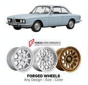 CUSTOM CLASSIC VINTAGE RESTOMOD RETRO OLD SCHOOL FORGED WHEELS RIMS for BMW NEUE KLASSE 2000 C CS 1965 - 1969

Custom forged wheels for BMW Neue Klasse 2000 C CS 1965 - 1969. Classic, vintage, restomod wheel designs made to order in custom sizes, offsets, colors and finishes.

We manufacture premium quality forged wheels rims for BMW Neue Klasse 2000 C CS 1965 - 1969 in any design, size, color.

THIS WHEEL DESIGN CAN BE CUSTOM-MADE FOR YOUR CAR IN ANY SIZE AND COLOR OPTIONS
Available in monoblock, 2-piece, 
