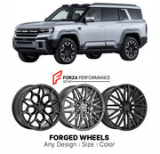 Custom forged wheels for BYD Fangchengbao Bao 8 Leopard 8 2024+. Made-to-order monoblock, 2-piece and 3-piece wheels in custom sizes, offsets, colors and finishes with guaranteed vehicle fitment.

We manufacture premium quality forged wheels rims for BYD Fangchengbao Bao 8 Leopard 8 2024+ in any design, size, color.

THIS WHEEL DESIGN CAN BE CUSTOM-MADE FOR YOUR CAR IN ANY SIZE AND COLOR OPTIONS
Available in monoblock, 2-piece, 3-piece, duoblock, beadlock
3D wheel renderings are provided according to the ex
