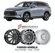 Custom forged wheels for BYD Frigate 07 2022+. Made-to-order monoblock, 2-piece and 3-piece wheels in custom sizes, offsets, colors and finishes with guaranteed vehicle fitment.

We manufacture premium quality forged wheels rims for BYD Frigate 07 2022+ in any design, size, color.

THIS WHEEL DESIGN CAN BE CUSTOM-MADE FOR YOUR CAR IN ANY SIZE AND COLOR OPTIONS
Available in monoblock, 2-piece, 3-piece, duoblock, beadlock
3D wheel renderings are provided according to the exact dimensions and specifications re