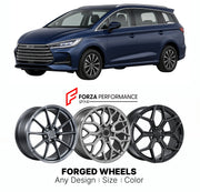 Custom forged wheels for BYD M6 2022+. Made-to-order monoblock, 2-piece and 3-piece wheels in custom sizes, offsets, colors and finishes with guaranteed vehicle fitment.

We manufacture premium quality forged wheels rims for BYD M6 2022+ in any design, size, color.

THIS WHEEL DESIGN CAN BE CUSTOM-MADE FOR YOUR CAR IN ANY SIZE AND COLOR OPTIONS
Available in monoblock, 2-piece, 3-piece, duoblock, beadlock
3D wheel renderings are provided according to the exact dimensions and specifications requested by the c