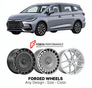Custom forged wheels for BYD Song Max DM-i 2022+. Made-to-order monoblock, 2-piece and 3-piece wheels in custom sizes, offsets, colors and finishes with guaranteed vehicle fitment.

We manufacture premium quality forged wheels rims for BYD Song Max DM-i 2022+ in any design, size, color.

THIS WHEEL DESIGN CAN BE CUSTOM-MADE FOR YOUR CAR IN ANY SIZE AND COLOR OPTIONS
Available in monoblock, 2-piece, 3-piece, duoblock, beadlock
3D wheel renderings are provided according to the exact dimensions and specificati