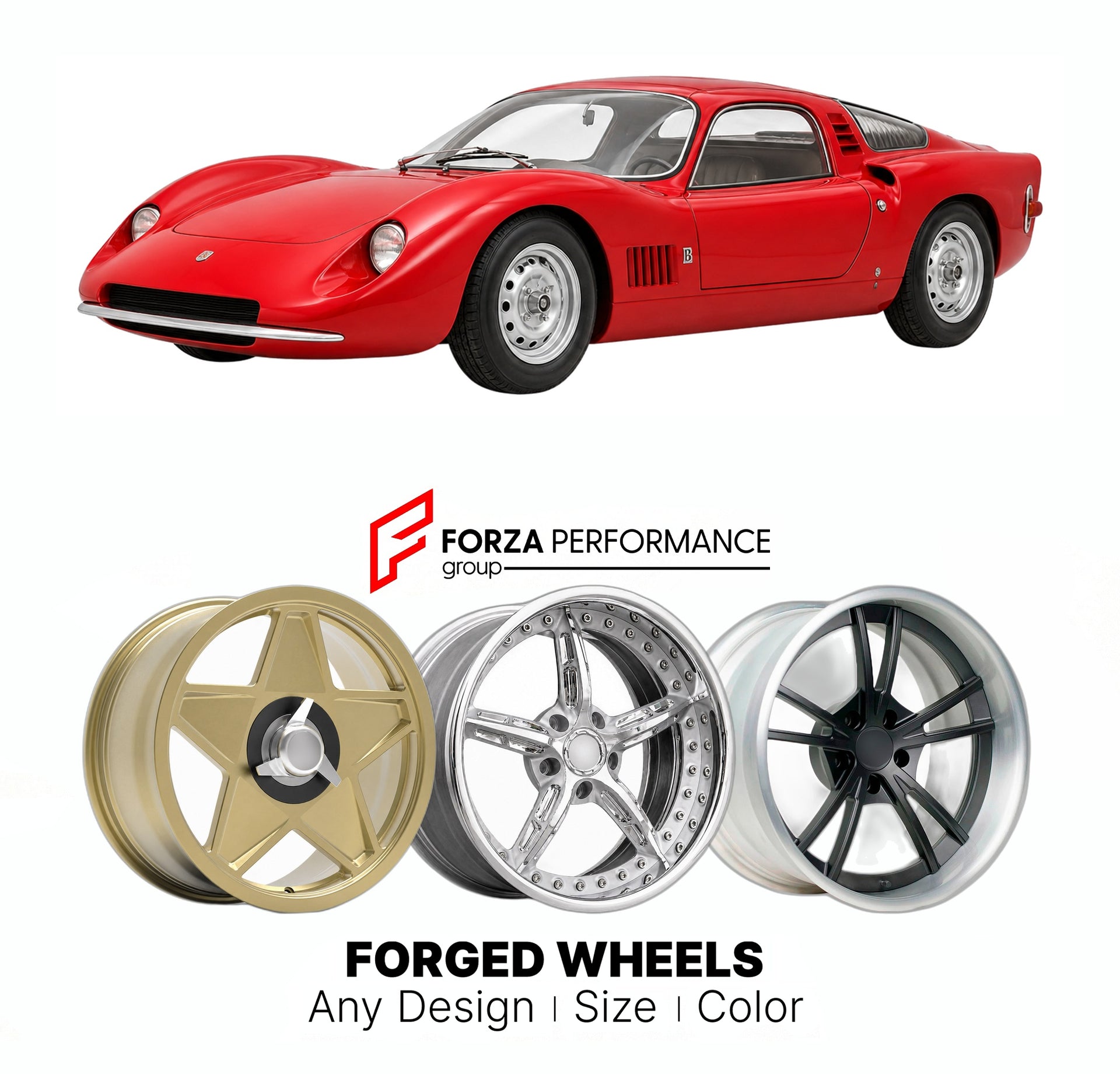 CUSTOM CLASSIC VINTAGE RESTOMOD RETRO OLD SCHOOL FORGED WHEELS RIMS for BANDINI 1000 SP 1966 - 1972

Custom forged wheels for Bandini 1000 SP 1966 - 1972. Classic, vintage, restomod wheel designs made to order in custom sizes, offsets, colors and finishes.

We manufacture premium quality forged wheels rims for Bandini 1000 SP 1966 - 1972 in any design, size, color.

THIS WHEEL DESIGN CAN BE CUSTOM-MADE FOR YOUR CAR IN ANY SIZE AND COLOR OPTIONS
Available in monoblock, 2-piece, 3-piece, duoblock, beadlock
3D