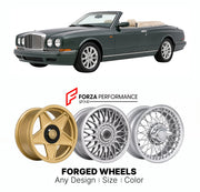 CUSTOM CLASSIC VINTAGE RESTOMOD RETRO OLD SCHOOL FORGED WHEELS RIMS for BENTLEY AZURE 1995 - 2003

Custom forged wheels for Bentley Azure 1995 - 2003. Classic, vintage, restomod wheel designs made to order in custom sizes, offsets, colors and finishes.

We manufacture premium quality forged wheels rims for Bentley Azure 1995 - 2003 in any design, size, color.

THIS WHEEL DESIGN CAN BE CUSTOM-MADE FOR YOUR CAR IN ANY SIZE AND COLOR OPTIONS
Available in monoblock, 2-piece, 3-piece, duoblock, beadlock
3D wheel