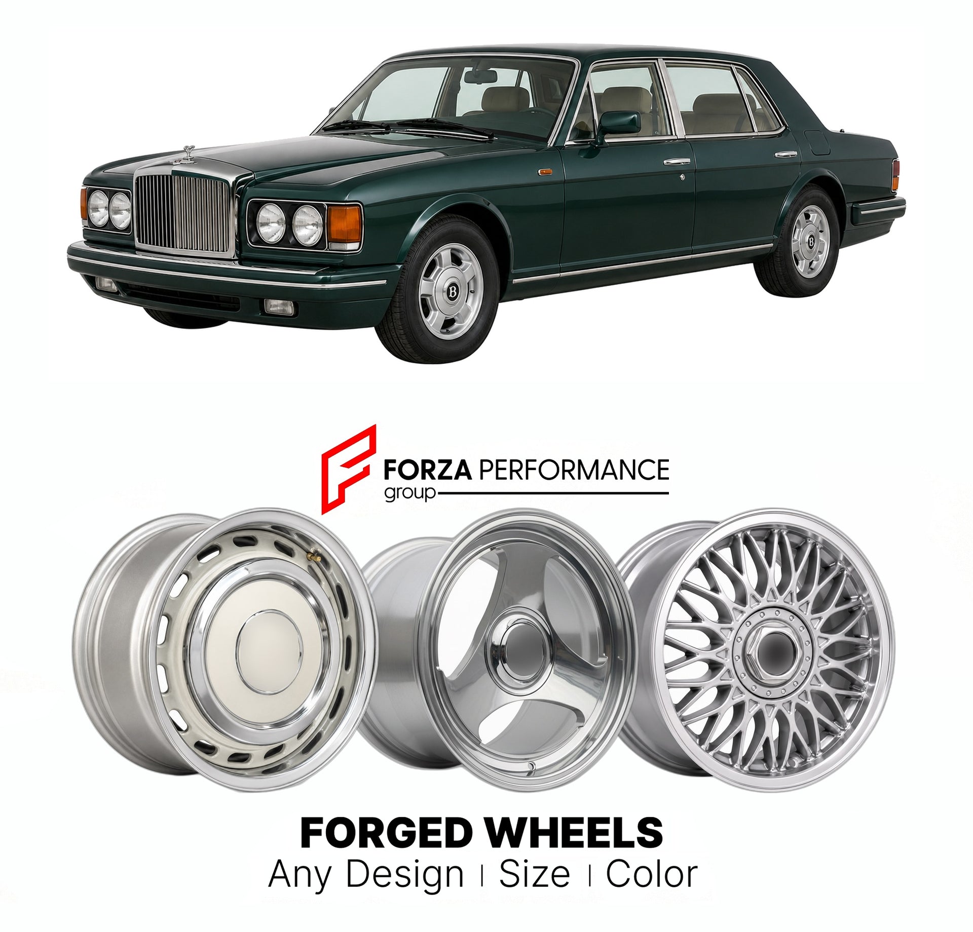 CUSTOM CLASSIC VINTAGE RESTOMOD RETRO OLD SCHOOL FORGED WHEELS RIMS for BENTLEY BROOKLANDS 1992 - 1998

Custom forged wheels for Bentley Brooklands 1992 - 1998. Classic, vintage, restomod wheel designs made to order in custom sizes, offsets, colors and finishes.

We manufacture premium quality forged wheels rims for Bentley Brooklands 1992 - 1998 in any design, size, color.

THIS WHEEL DESIGN CAN BE CUSTOM-MADE FOR YOUR CAR IN ANY SIZE AND COLOR OPTIONS
Available in monoblock, 2-piece, 3-piece, duoblock, be