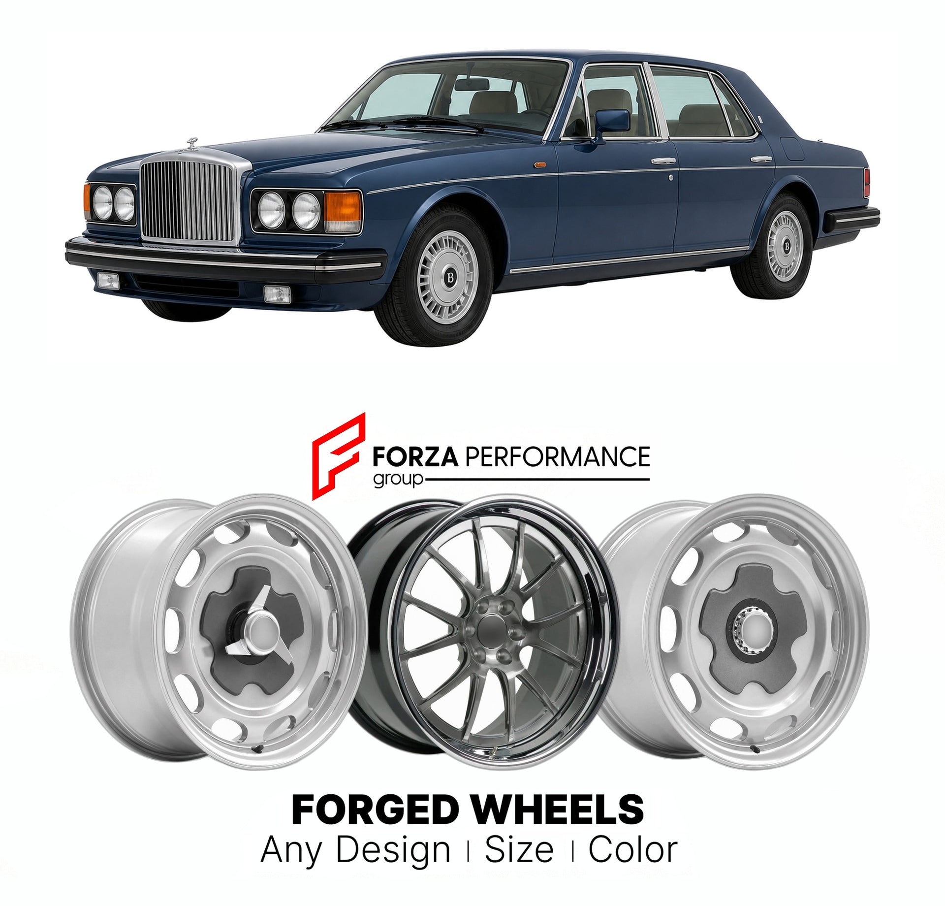 CUSTOM CLASSIC VINTAGE RESTOMOD RETRO OLD SCHOOL FORGED WHEELS RIMS for BENTLEY SZ-SERIES TURBO R 1985 - 1997

Custom forged wheels for Bentley SZ-Series Turbo R 1985 - 1997. Classic, vintage, restomod wheel designs made to order in custom sizes, offsets, colors and finishes.

We manufacture premium quality forged wheels rims for Bentley SZ-Series Turbo R 1985 - 1997 in any design, size, color.

THIS WHEEL DESIGN CAN BE CUSTOM-MADE FOR YOUR CAR IN ANY SIZE AND COLOR OPTIONS
Available in monoblock, 2-piece, 