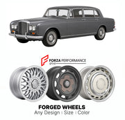 CUSTOM CLASSIC VINTAGE RESTOMOD RETRO OLD SCHOOL FORGED WHEELS RIMS for BENTLEY T1 1965 - 1980

Custom forged wheels for Bentley T1 1965 - 1980. Classic, vintage, restomod wheel designs made to order in custom sizes, offsets, colors and finishes.

We manufacture premium quality forged wheels rims for Bentley T1 1965 - 1980 in any design, size, color.

THIS WHEEL DESIGN CAN BE CUSTOM-MADE FOR YOUR CAR IN ANY SIZE AND COLOR OPTIONS
Available in monoblock, 2-piece, 3-piece, duoblock, beadlock
3D wheel renderin