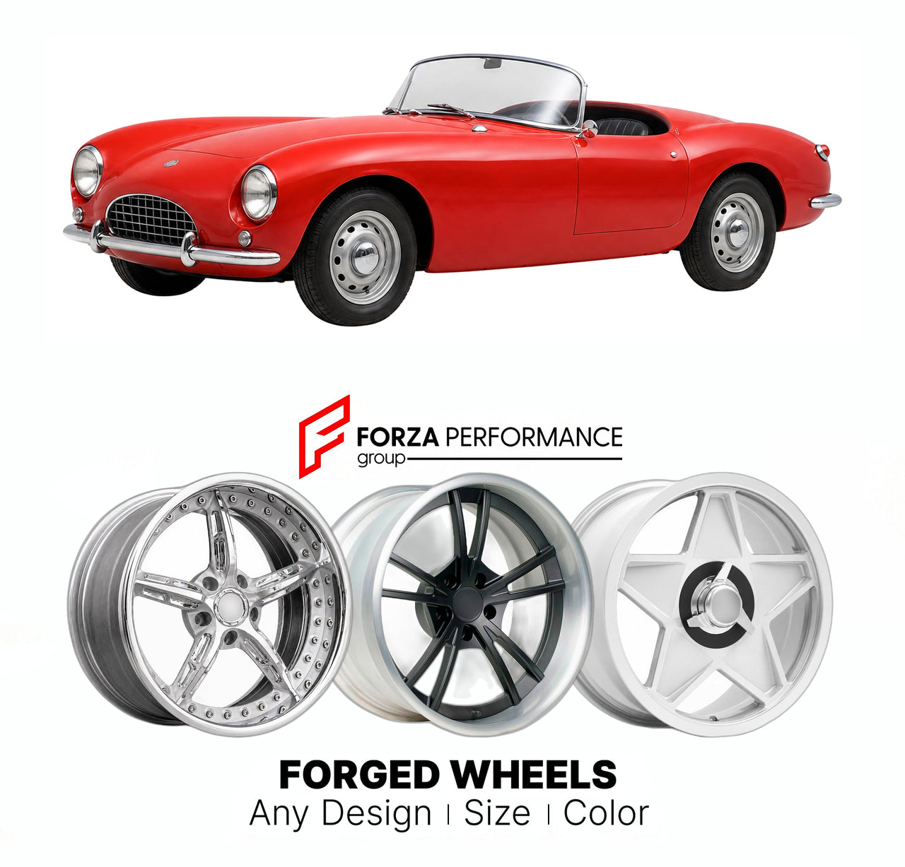 CUSTOM CLASSIC VINTAGE RESTOMOD RETRO OLD SCHOOL FORGED WHEELS RIMS for BERKELEY SPORTS SA322 SE328 SE492 1956 - 1960

Custom forged wheels for Berkeley Sports SA322 SE328 SE492 1956 - 1960. Classic, vintage, restomod wheel designs made to order in custom sizes, offsets, colors and finishes.

We manufacture premium quality forged wheels rims for Berkeley Sports SA322 SE328 SE492 1956 - 1960 in any design, size, color.

THIS WHEEL DESIGN CAN BE CUSTOM-MADE FOR YOUR CAR IN ANY SIZE AND COLOR OPTIONS
Available