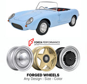 CUSTOM CLASSIC VINTAGE RESTOMOD RETRO OLD SCHOOL FORGED WHEELS RIMS for BERKELEY Sports SE328 1957 - 1958

Custom forged wheels for Berkeley Sports SE328 1957 - 1958. Classic, vintage, restomod wheel designs made to order in custom sizes, offsets, colors and finishes.

We manufacture premium quality forged wheels rims for Berkeley Sports SE328 1957 - 1958 in any design, size, color.

THIS WHEEL DESIGN CAN BE CUSTOM-MADE FOR YOUR CAR IN ANY SIZE AND COLOR OPTIONS
Available in monoblock, 2-piece, 3-piece, duo