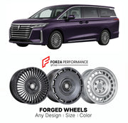 Custom forged wheels for Bestune FAW M9 2023+. Made-to-order monoblock, 2-piece and 3-piece wheels in custom sizes, offsets, colors and finishes with guaranteed vehicle fitment.

We manufacture premium quality forged wheels rims for Bestune FAW M9 2023+ in any design, size, color.

THIS WHEEL DESIGN CAN BE CUSTOM-MADE FOR YOUR CAR IN ANY SIZE AND COLOR OPTIONS
Available in monoblock, 2-piece, 3-piece, duoblock, beadlock
3D wheel renderings are provided according to the exact dimensions and specifications re