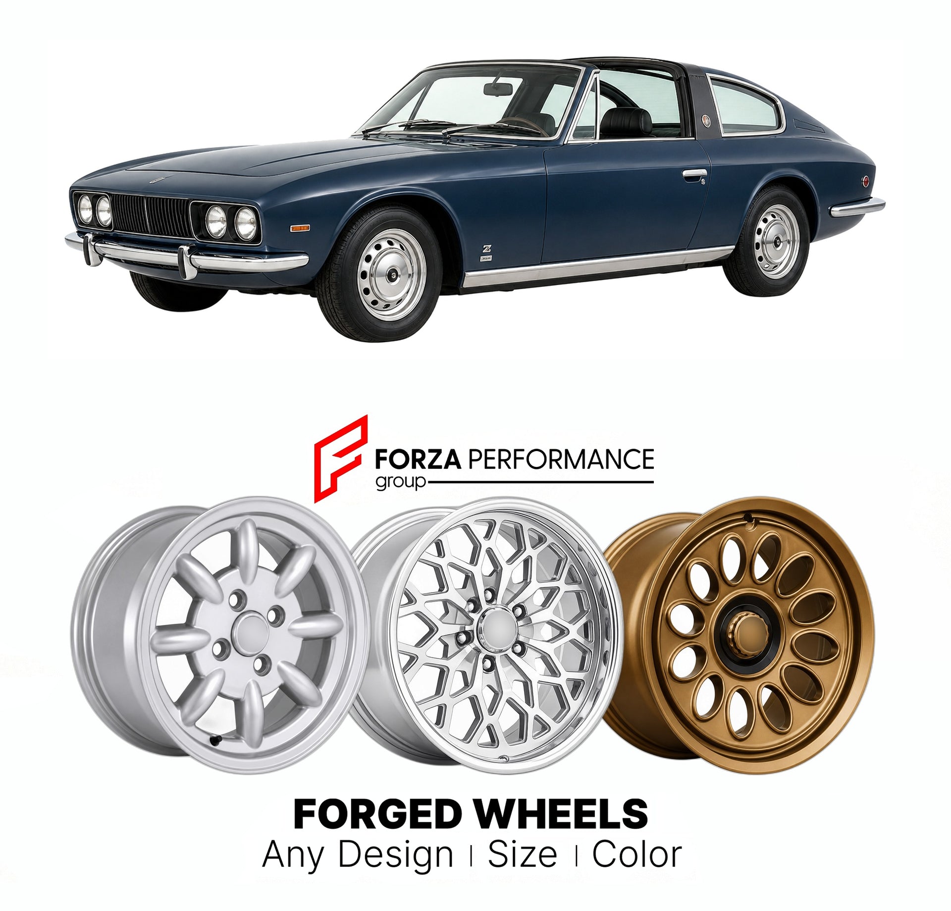 CUSTOM CLASSIC VINTAGE RESTOMOD RETRO OLD SCHOOL FORGED WHEELS RIMS for BRISTOL 412 1975 - 1993

Custom forged wheels for Bristol 412 1975 - 1993. Classic, vintage, restomod wheel designs made to order in custom sizes, offsets, colors and finishes.

We manufacture premium quality forged wheels rims for Bristol 412 1975 - 1993 in any design, size, color.

THIS WHEEL DESIGN CAN BE CUSTOM-MADE FOR YOUR CAR IN ANY SIZE AND COLOR OPTIONS
Available in monoblock, 2-piece, 3-piece, duoblock, beadlock
3D wheel rende