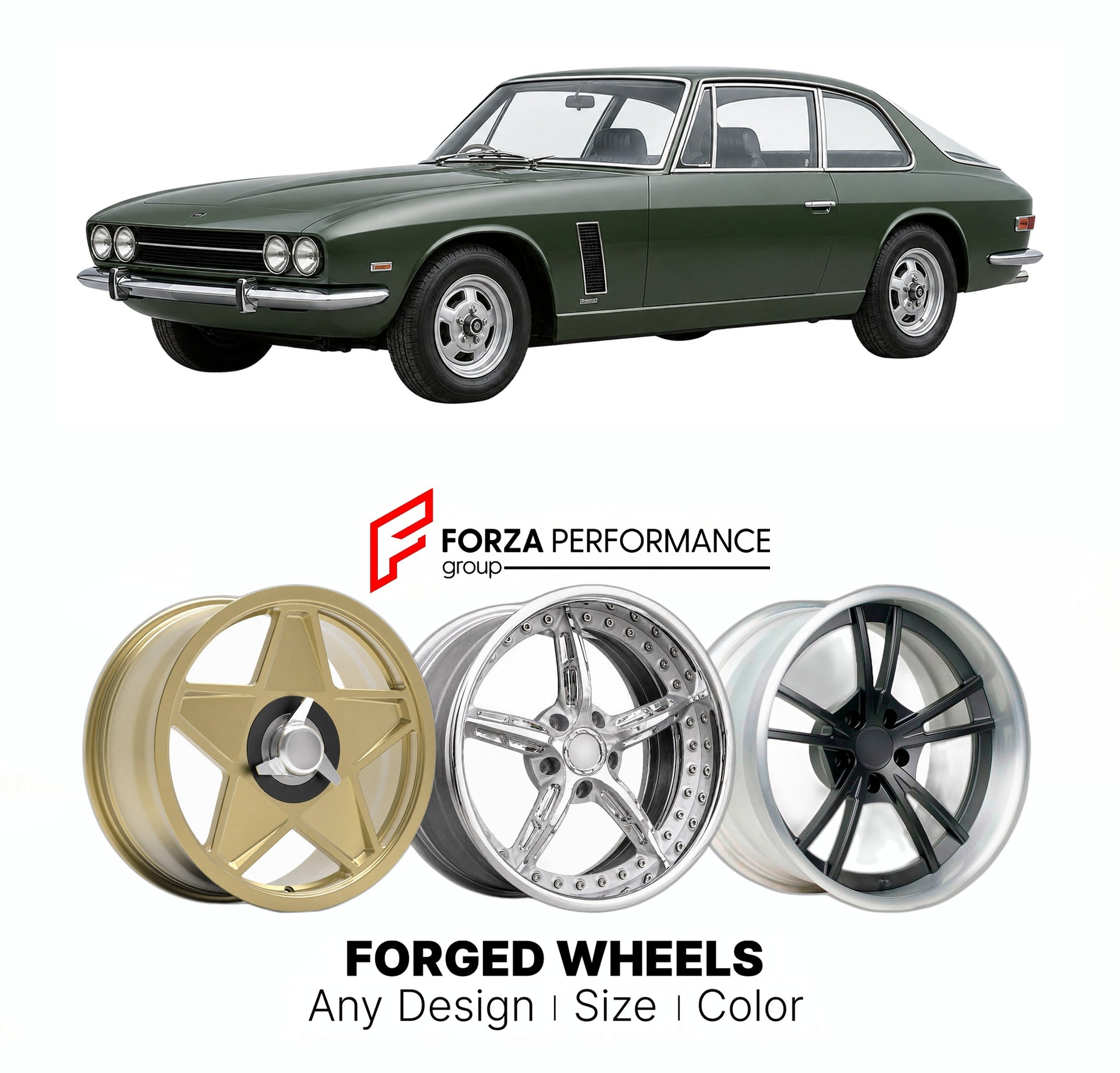 CUSTOM CLASSIC VINTAGE RESTOMOD RETRO OLD SCHOOL FORGED WHEELS RIMS for BRISTOL 603 1976 - 1982

Custom forged wheels for Bristol 603 1976 - 1982. Classic, vintage, restomod wheel designs made to order in custom sizes, offsets, colors and finishes.

We manufacture premium quality forged wheels rims for Bristol 603 1976 - 1982 in any design, size, color.

THIS WHEEL DESIGN CAN BE CUSTOM-MADE FOR YOUR CAR IN ANY SIZE AND COLOR OPTIONS
Available in monoblock, 2-piece, 3-piece, duoblock, beadlock
3D wheel rende