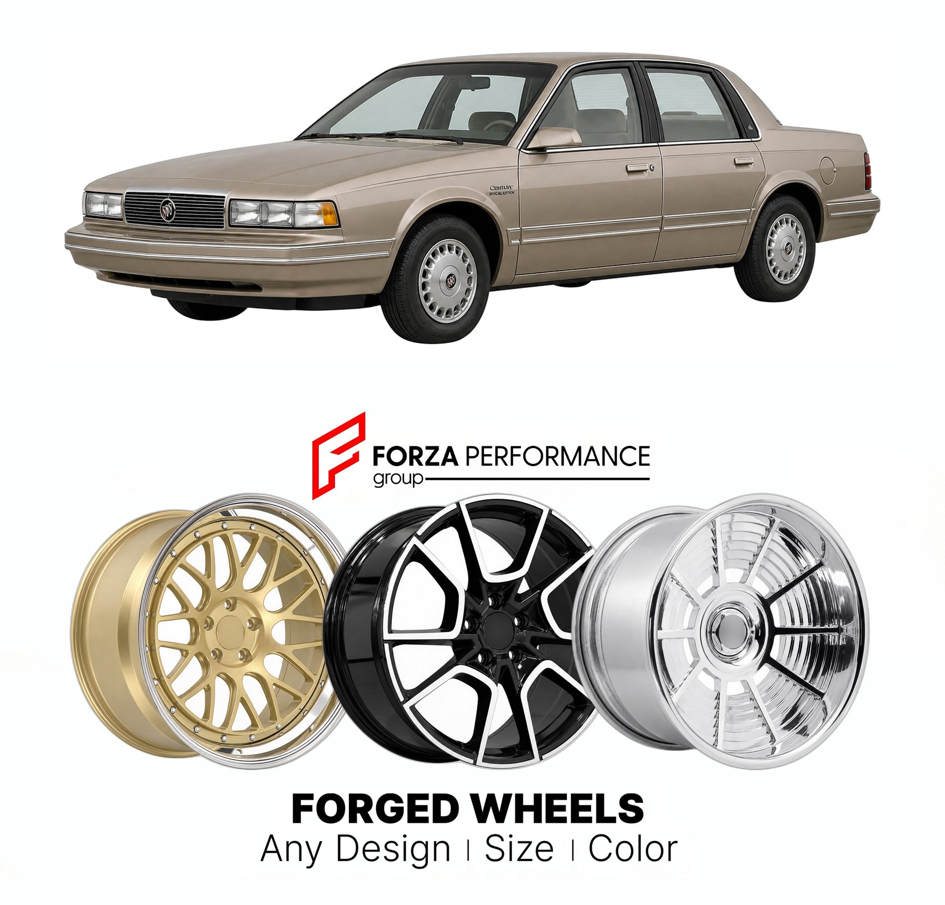 FORGED WHEELS RIMS for BUICK CENTURY SPECIAL EDITION 1990 - 2005

Custom forged wheels for Buick Century Special Edition 1990 - 2005. Made-to-order monoblock, 2-piece and 3-piece rims in custom sizes, offsets, colors and finishes with guaranteed fitment.

We manufacture premium quality forged wheels rims for Buick Century Special Edition 1990 - 2005 in any design, size, color.

THIS WHEEL DESIGN CAN BE CUSTOM-MADE FOR YOUR CAR IN ANY SIZE AND COLOR OPTIONS
Available in monoblock, 2-piece, 3-piece, duoblock,