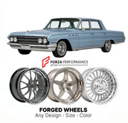CUSTOM CLASSIC VINTAGE RESTOMOD RETRO OLD SCHOOL FORGED WHEELS RIMS for BUICK ELECTRA 1961 - 1964
Custom forged wheels for classic American muscle cars. Ideal for restomod builds, vintage restorations, and show cars. Deep dish and retro styling available.

We manufacture premium quality forged wheels rims for Buick Electra 1961 - 1964 in any design, size, color.

THIS WHEEL DESIGN CAN BE CUSTOM-MADE FOR YOUR CAR IN ANY SIZE AND COLOR OPTIONS
Available in monoblock, 2-piece, 3-piece, duoblock, beadlock
3D wh