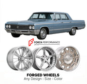 CUSTOM CLASSIC VINTAGE RESTOMOD RETRO OLD SCHOOL FORGED WHEELS RIMS for BUICK ELECTRA 1965 - 1970
Custom forged wheels for classic American muscle cars. Ideal for restomod builds, vintage restorations, and show cars. Deep dish and retro styling available.

We manufacture premium quality forged wheels rims for Buick Electra 1965 - 1970 in any design, size, color.

THIS WHEEL DESIGN CAN BE CUSTOM-MADE FOR YOUR CAR IN ANY SIZE AND COLOR OPTIONS
Available in monoblock, 2-piece, 3-piece, duoblock, beadlock
3D wh