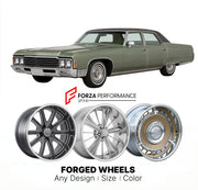 CUSTOM CLASSIC VINTAGE RESTOMOD RETRO OLD SCHOOL FORGED WHEELS RIMS for BUICK ELECTRA 1971 - 1976
Custom forged wheels for classic American muscle cars. Ideal for restomod builds, vintage restorations, and show cars. Deep dish and retro styling available.

We manufacture premium quality forged wheels rims for Buick Electra 1971 - 1976 in any design, size, color.

THIS WHEEL DESIGN CAN BE CUSTOM-MADE FOR YOUR CAR IN ANY SIZE AND COLOR OPTIONS
Available in monoblock, 2-piece, 3-piece, duoblock, beadlock
3D wh