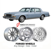 CUSTOM CLASSIC VINTAGE RESTOMOD RETRO OLD SCHOOL FORGED WHEELS RIMS for BUICK ELECTRA 1985 - 1990
Custom forged wheels for classic American muscle cars. Ideal for restomod builds, vintage restorations, and show cars. Deep dish and retro styling available.

We manufacture premium quality forged wheels rims for Buick Electra 1985 - 1990 in any design, size, color.

THIS WHEEL DESIGN CAN BE CUSTOM-MADE FOR YOUR CAR IN ANY SIZE AND COLOR OPTIONS
Available in monoblock, 2-piece, 3-piece, duoblock, beadlock
3D wh