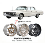 CUSTOM CLASSIC VINTAGE RESTOMOD RETRO OLD SCHOOL FORGED WHEELS RIMS for BUICK ELECTRA 225 1961 - 1964
Custom forged wheels for classic American muscle cars. Ideal for restomod builds, vintage restorations, and show cars. Deep dish and retro styling available.

We manufacture premium quality forged wheels rims for Buick Electra 225 1961 - 1964 in any design, size, color.

THIS WHEEL DESIGN CAN BE CUSTOM-MADE FOR YOUR CAR IN ANY SIZE AND COLOR OPTIONS
Available in monoblock, 2-piece, 3-piece, duoblock, beadlo