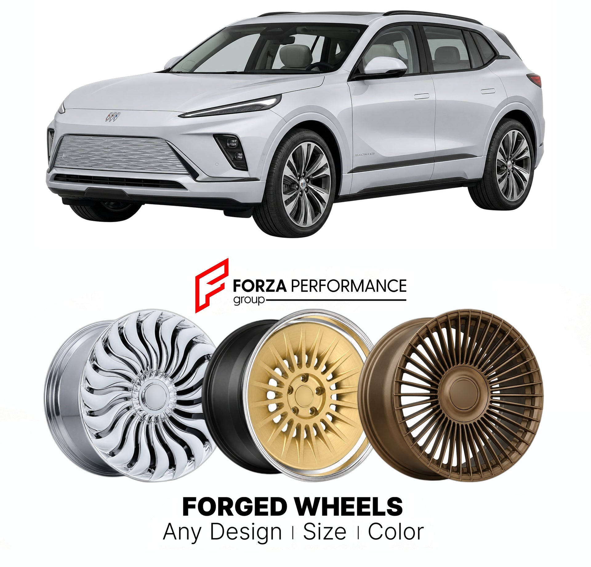 FORGED WHEELS RIMS for BUICK ELECTRA E5 2024 - 2026

Custom forged wheels for Buick Electra E5 2024 - 2026. Made-to-order monoblock, 2-piece and 3-piece rims in custom sizes, offsets, colors and finishes with guaranteed fitment.

We manufacture premium quality forged wheels rims for Buick Electra E5 2024 - 2026 in any design, size, color.

THIS WHEEL DESIGN CAN BE CUSTOM-MADE FOR YOUR CAR IN ANY SIZE AND COLOR OPTIONS
Available in monoblock, 2-piece, 3-piece, duoblock, beadlock
3D wheel renderings are provi