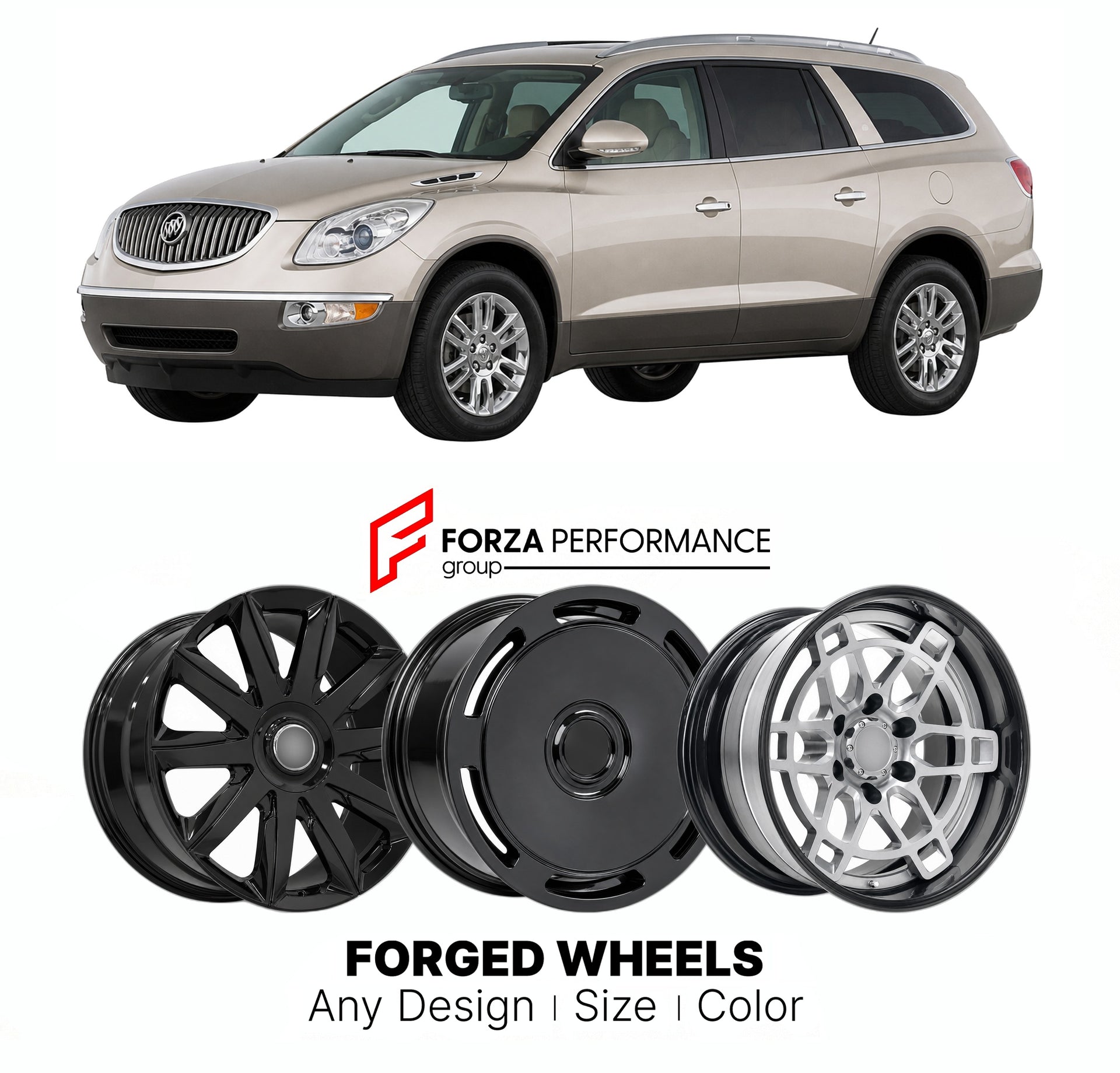 FORGED WHEELS RIMS for BUICK ENCLAVE CX 2008 - 2024

Custom forged wheels for Buick Enclave CX 2008 - 2024. Made-to-order monoblock, 2-piece and 3-piece rims in custom sizes, offsets, colors and finishes with guaranteed fitment.

We manufacture premium quality forged wheels rims for Buick Enclave CX 2008 - 2024 in any design, size, color.

THIS WHEEL DESIGN CAN BE CUSTOM-MADE FOR YOUR CAR IN ANY SIZE AND COLOR OPTIONS
Available in monoblock, 2-piece, 3-piece, duoblock, beadlock
3D wheel renderings are provi