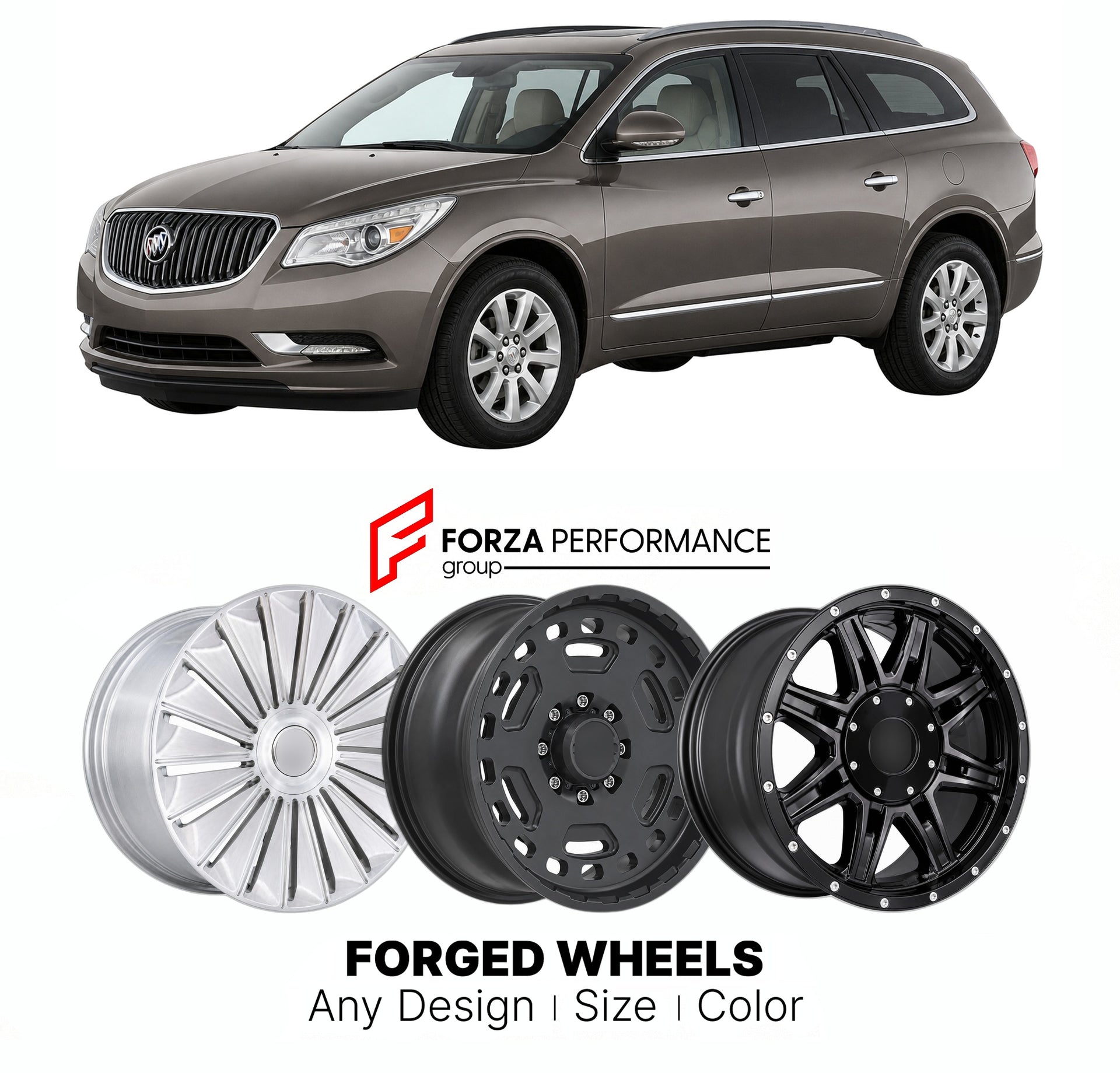 FORGED WHEELS RIMS for BUICK ENCLAVE PREMIUM 2008 - 2024

Custom forged wheels for Buick Enclave Premium 2008 - 2024. Made-to-order monoblock, 2-piece and 3-piece rims in custom sizes, offsets, colors and finishes with guaranteed fitment.

We manufacture premium quality forged wheels rims for Buick Enclave Premium 2008 - 2024 in any design, size, color.

THIS WHEEL DESIGN CAN BE CUSTOM-MADE FOR YOUR CAR IN ANY SIZE AND COLOR OPTIONS
Available in monoblock, 2-piece, 3-piece, duoblock, beadlock
3D wheel rende