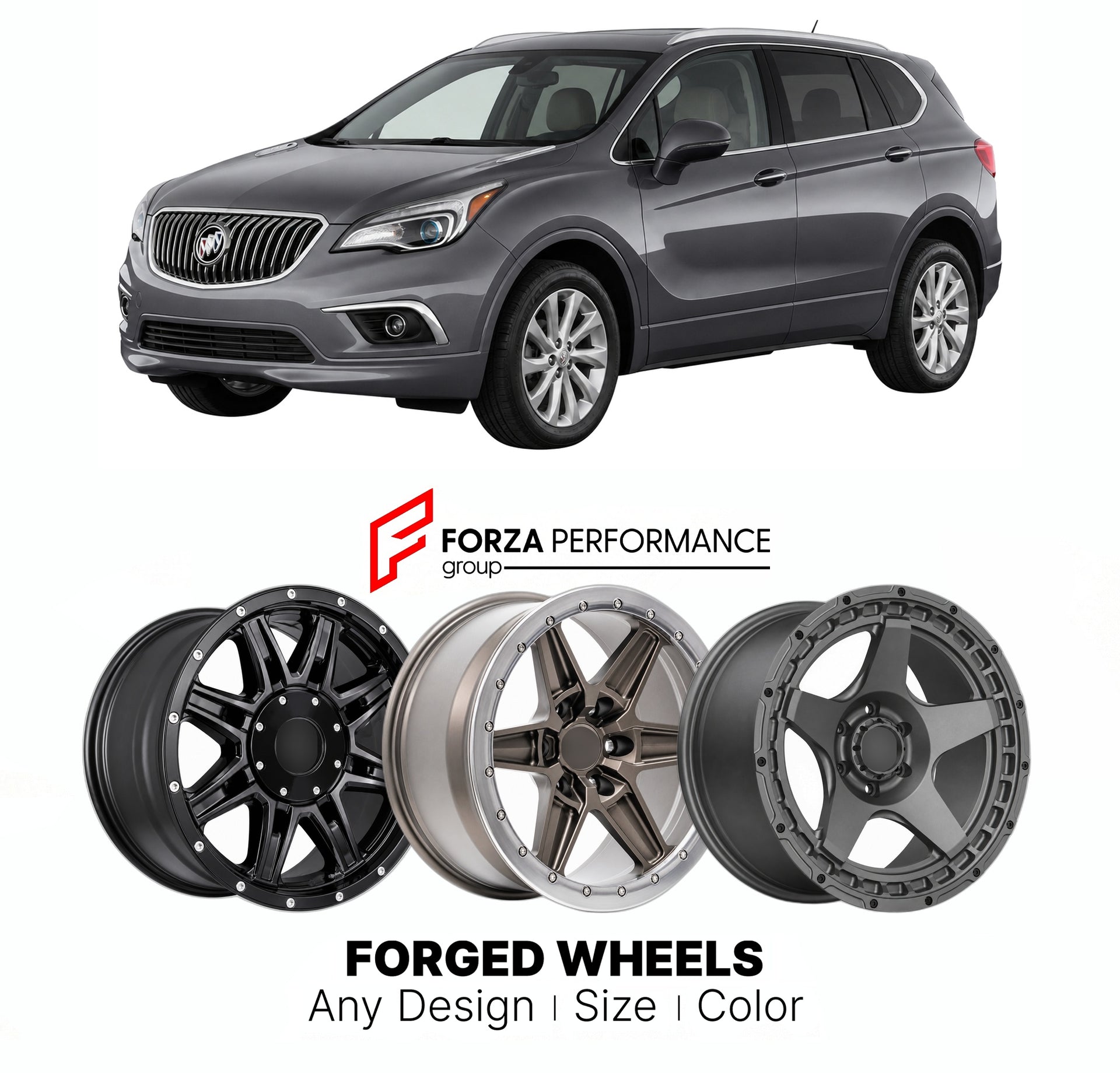 FORGED WHEELS RIMS for BUICK ENVISION PREMIUM 2016+

Custom forged wheels for Buick Envision Premium 2016+. Made-to-order monoblock, 2-piece and 3-piece rims in custom sizes, offsets, colors and finishes with guaranteed fitment.

We manufacture premium quality forged wheels rims for Buick Envision Premium 2016+ in any design, size, color.

THIS WHEEL DESIGN CAN BE CUSTOM-MADE FOR YOUR CAR IN ANY SIZE AND COLOR OPTIONS
Available in monoblock, 2-piece, 3-piece, duoblock, beadlock
3D wheel renderings are provi