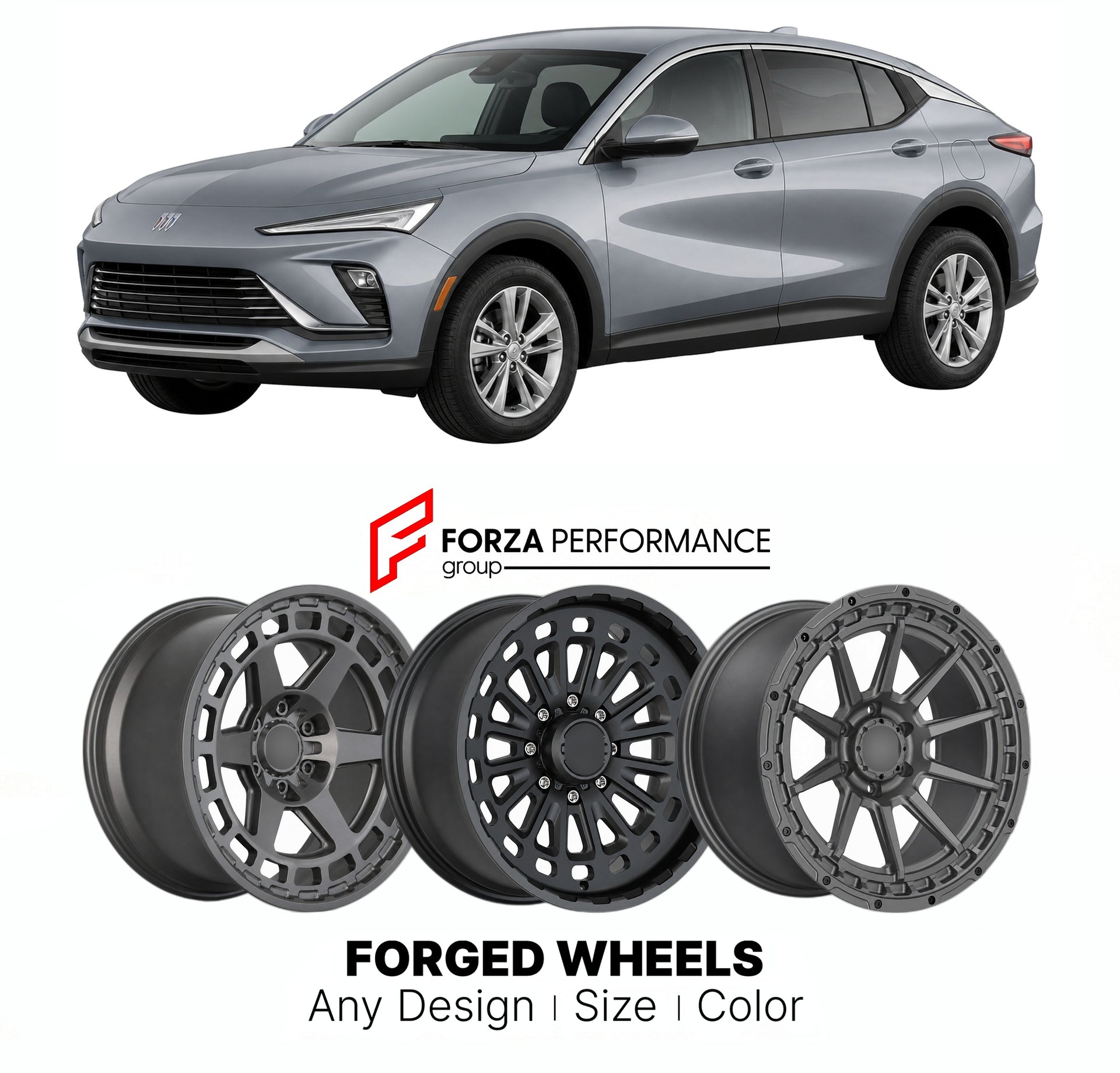FORGED WHEELS RIMS for BUICK ENVISTA PREFERRED 2024+

Custom forged wheels for Buick Envista Preferred 2024+. Made-to-order monoblock, 2-piece and 3-piece rims in custom sizes, offsets, colors and finishes with guaranteed fitment.

We manufacture premium quality forged wheels rims for Buick Envista Preferred 2024+ in any design, size, color.

THIS WHEEL DESIGN CAN BE CUSTOM-MADE FOR YOUR CAR IN ANY SIZE AND COLOR OPTIONS
Available in monoblock, 2-piece, 3-piece, duoblock, beadlock
3D wheel renderings are pr